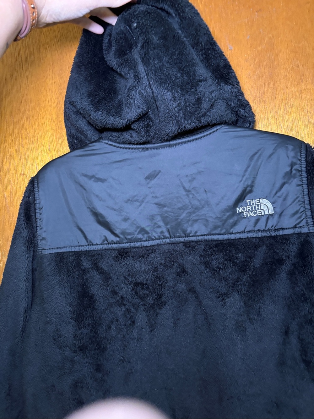 Girls Black North Face Osito Fleece Jacket with Hood sz large (14/16) - Picture 3 of 6